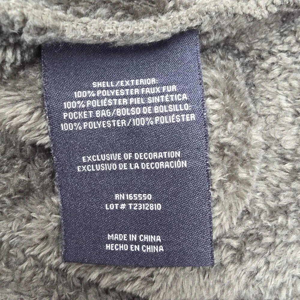 32 Degrees Heat Jacket Mens XL Gray Full Zip Fleece Faux Fur Plush Warm Pockets